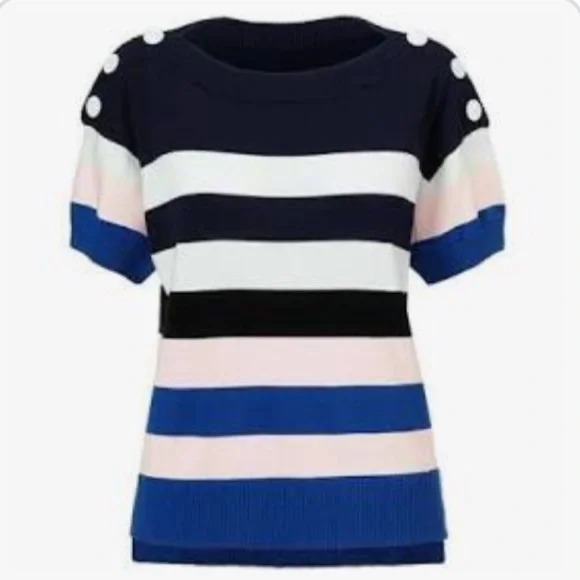CAbi Sweaters Cabi 5448 Short Sleeve Striped Sailor Pulloversz